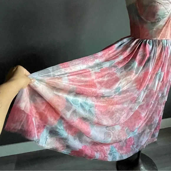 Bella Barnett Floral Mesh Bustier Fairy Dress Romantic Sheer Zimmermann-Inspired - Picture 3 of 8